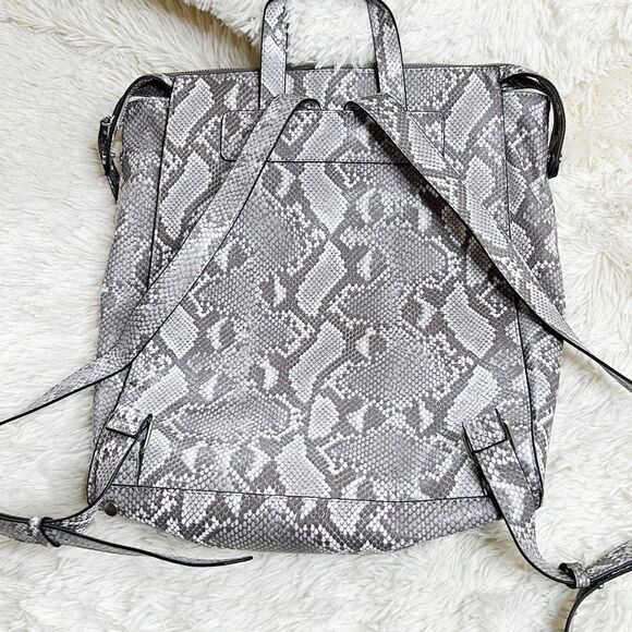 Alfani Krissie Snakeskin Backpack Grey Faux Leather - Picture 2 of 5